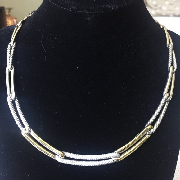 DAVID Yurman 18k SS & Diamond Necklace - Picture 2 of 9